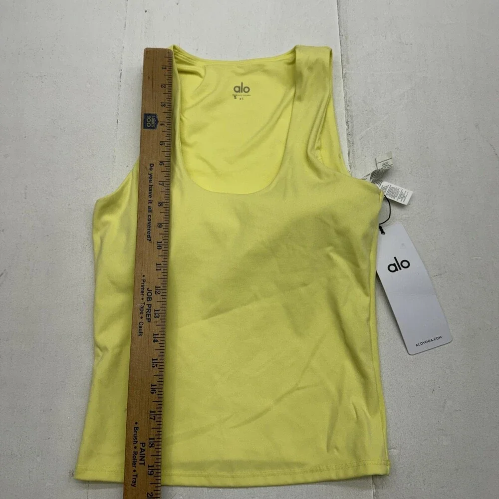 Alo Yoga Tank Top Womens XS Yellow SoftSculpt No Nonsense Bra Athletic Yoga